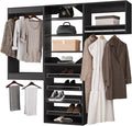 ROOMTEC Modular Closet System, 66" Wall Mounted Modern Closet Organizer with Hanging Rods and Shoe Shelf, Wooden Tower for Walk-In Closets, Wardrobe Storage Kit, Black
