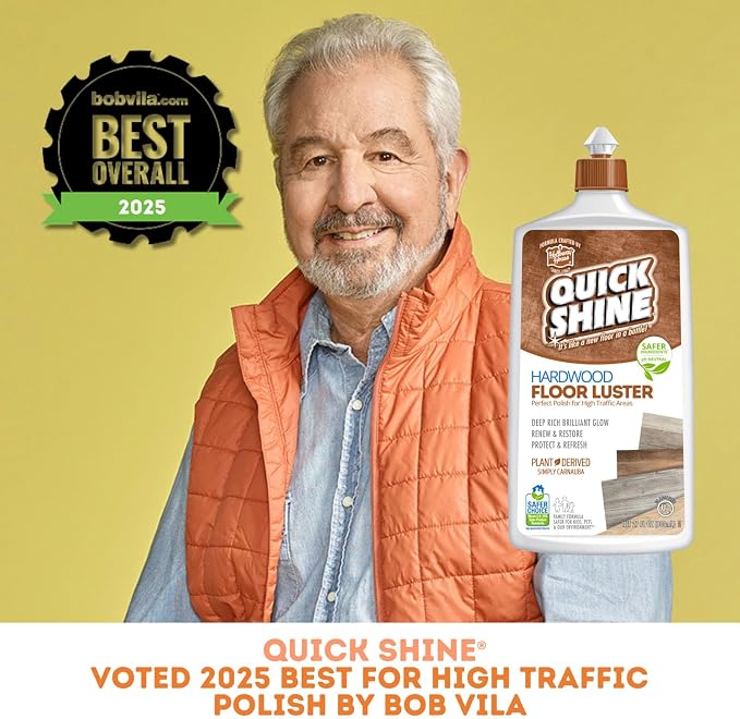 Quick Shine Hardwood Floor Luster 27 oz-2 Pk, Natural Looking Shine | Plant Derived Carnauba Polish, Renew & Protect, Streak & Haze Free, Non-slip, pH Neutral, No PFAS, EPA Safer Choice