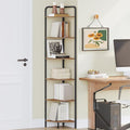 Hzuaneri Corner Shelf Stand Corner Bookshelf Standing Shelf Plant Shelf | Corner Display Rack with Metal Frame for Living Room, Bathroom, Kitchen, Industrial Style, 6 Tier Rustic Brown CS06601B