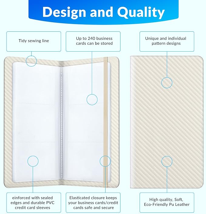Pu leather business card organizer， 240 Capacity business card holder organizer，Credit card holder for women and men
