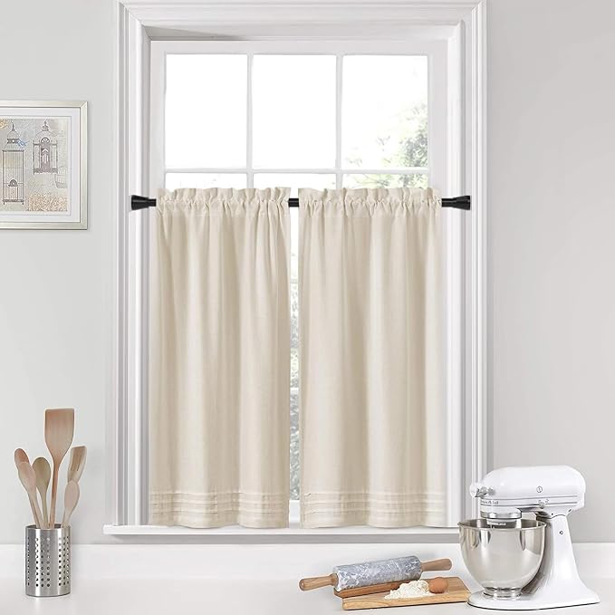 Black Tension Rod 16 to 26 Inch 2 Pack Small Tension Rod Adjustable Curtain Rod Spring Rod No Drilling Expandable Pressure Curtain Rods for Bathroom,Doorway,Door