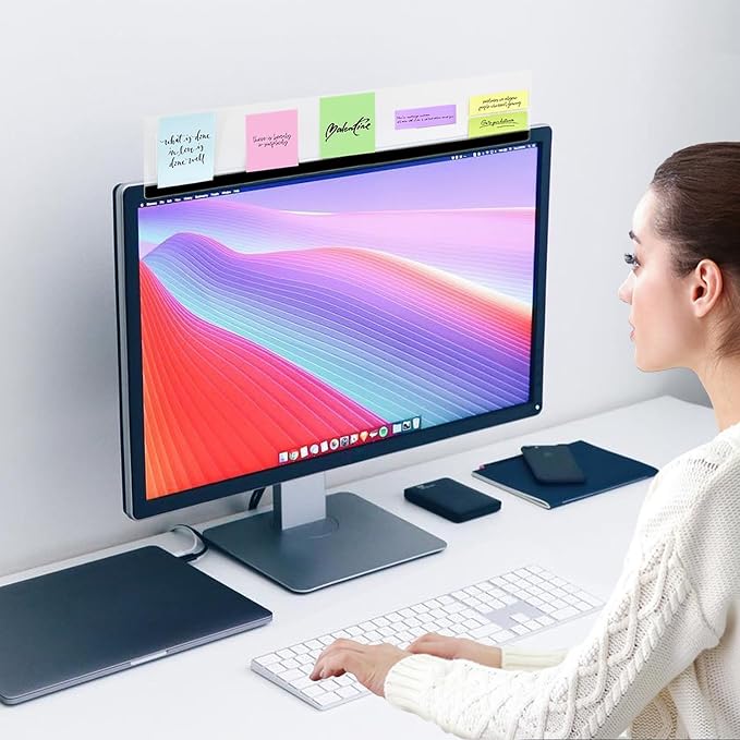 Monitor Memo Board Top Mount,18" Monitor Sticky Note Holder,Sticky Boards,Message Board for Computer Monitors
