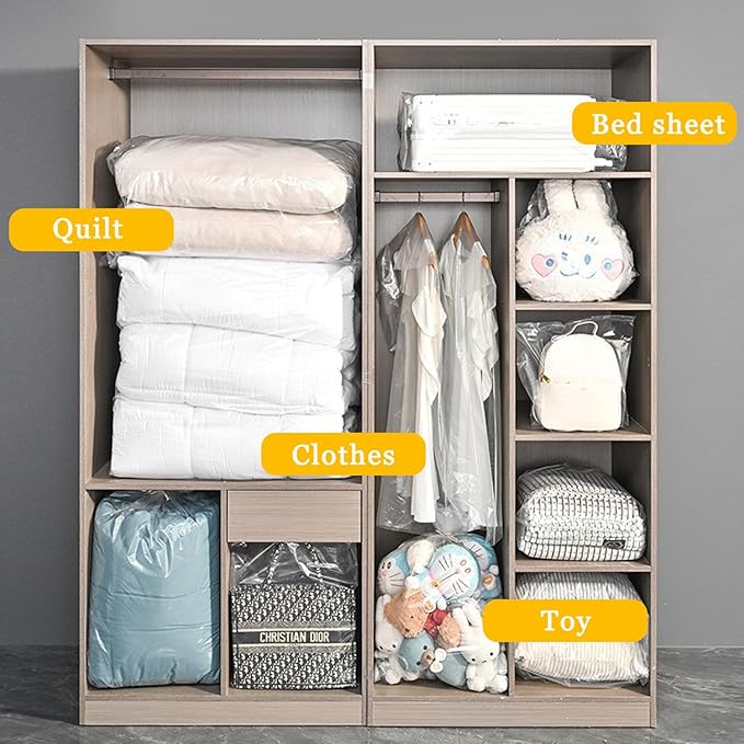 4 Pcs 45x65 inches Extra Large Clear Plastic Bags Perfect for Car Seat, Luggage, Suitcase, Stroller, Chair, Kids Bike and Furniture Storage (2 Mil Flat Bags, Include 4 Ties)