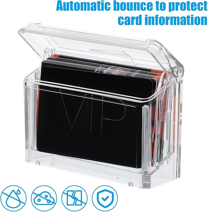 Vicenpal Outdoor Acrylic Business Card Holder Wall Mount, Peel and Stick | Clear wall mount display, no drill install, fits office store front door, resistant acrylic, holds standard business cards