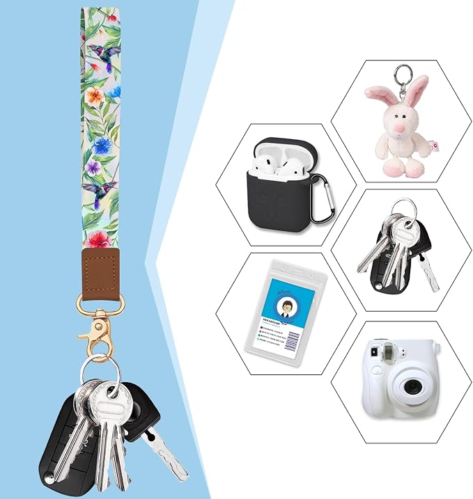 Blusabaca Women Credit Card Holder, Small RFID Wallet with Wristlet Strap | Removable Keychain, Case with Zipper, Vegan PU Leather, Cash Coin Pocket, Business Accordion Purse, Ladies Female Gift