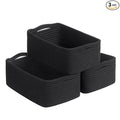 Goodpick Basket for Shelves, Black Baskets for Organizing Gift Basket, Woven Rope Storage for Shelves Closet Organizer Bins for Towels 3 Pack, Black, 11 x 7 x 4.5 in