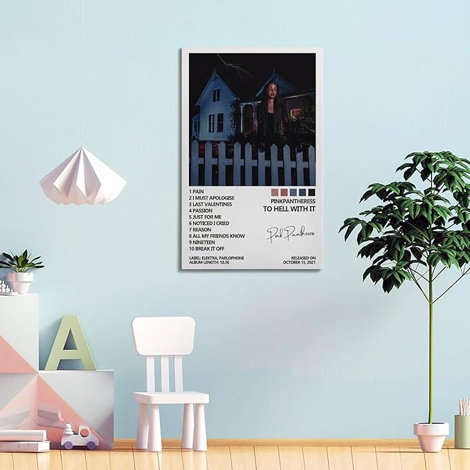 Pinkpantheress Poster to Hell with It Album Cover Poster for Room Aesthetic Poster Decorative Painting Canvas Wall Art Living Room Posters Bedroom Painting decorative gifts 08x12inch(20x30cm) Frame-style