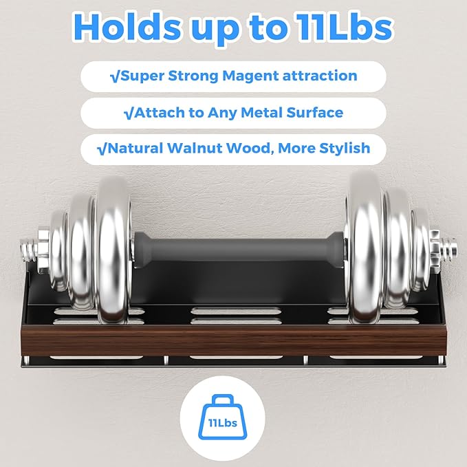 Walnut Magnetic Spice organizer for Refrigerator Wall Mount Spice Rack Magnetic Fridge Shelf Spice Jar Seasoning Organizer (Walnut 4 Pack)