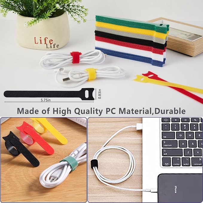 ELII 300PCS Cable Management Kit,4 Cable Sleeve 35 Cable Clips | 11Cord Holders,20 Roll Cable Organizer Straps, 200 Fastening Cable Ties,20 Cable Zip Tie Mounts for Computer TV Under Desk