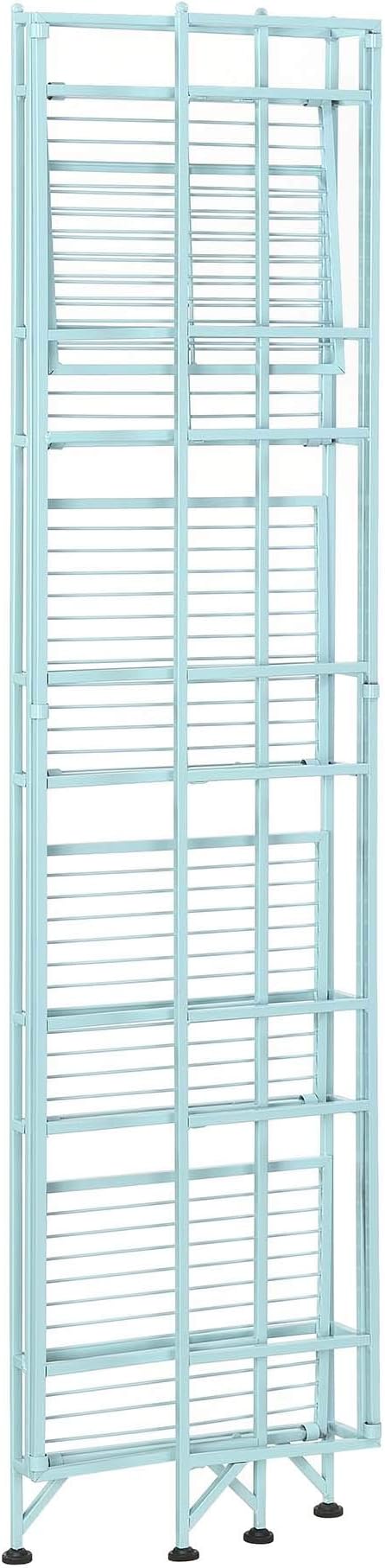 Convenience Concepts Xtra Storage Shelves - 5-Tier Folding Metal Storage Shelves, Closet Organizer for Office, Laundry Room, Bedroom, Garage, Kitchen, Bathroom, Sea Foam