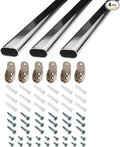 Outwater 36 Inch Steel Oval Closet Rod Kit, 9/16 Inch x 1-3/16 Inch Polished Chrome Heavy Duty Closet Hanging Rod with Metal Brackets, Wall Anchors and Screws, Pack of 3