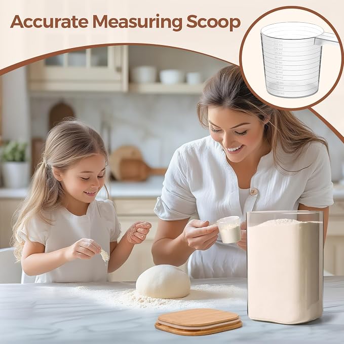 ComSaf Glass Storage Containers with Bamboo Lids 1.6/4.6 Qt 2 Pack | Pantry Organization, Flour Sugar Coffee Beans, Pasta Cereal Dry Food, Large Capacity, Cabinet Organization, Food Storage Jar