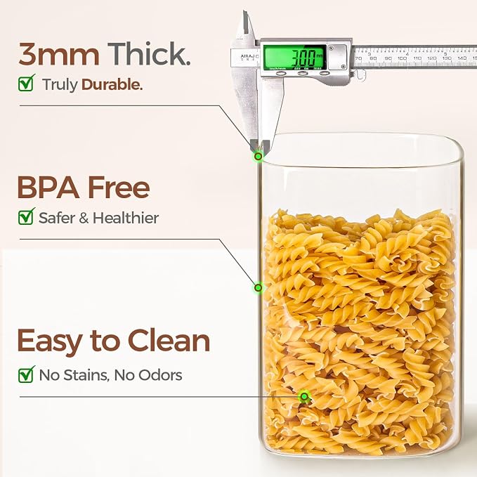ComSaf Glass Storage Containers with Bamboo Lids 1.6/4.6 Qt 2 Pack | Pantry Organization, Flour Sugar Coffee Beans, Pasta Cereal Dry Food, Large Capacity, Cabinet Organization, Food Storage Jar