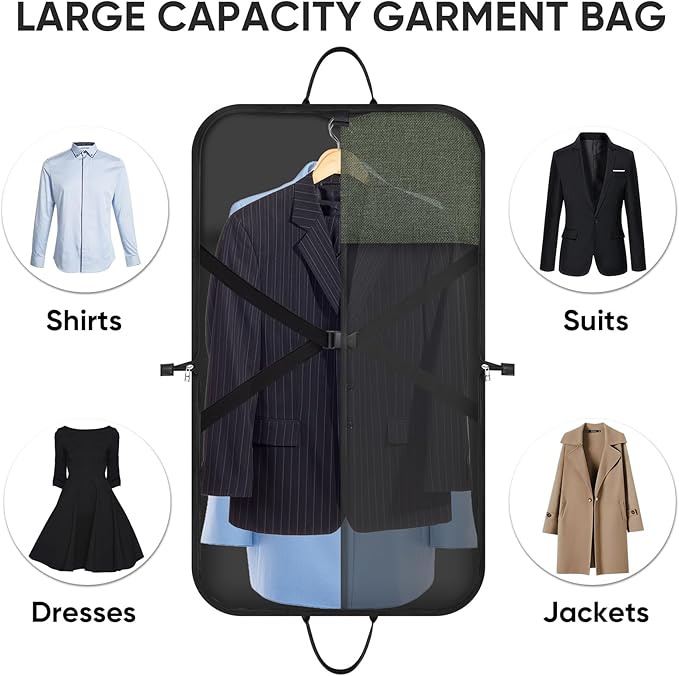 BALEINE Travel Garment Bag, Travel Suit Bag for Men, Water Resistant Carry on Garment Bag for Hanging Clothes, Garment Duffel Bag for Travel Business (Green, 42")