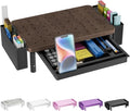 WALI Plastic Computer Monitor Stand with Storage, Desk Organizer with Drawer and Pen Holder, Desk Monitor Riser 3 Height Adjustable, Laptop Riser for Computer, Laptop, Printer(PTT003-C), 1 Pack, Brown