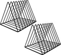 EASEPRES 9 Slot Magazine Rack Book Record Holder, Desktop Iron Storage Rack Bookshelf Multifunction Triangle File Organizer Sorter for Decor Home Office, Black Pack of 2