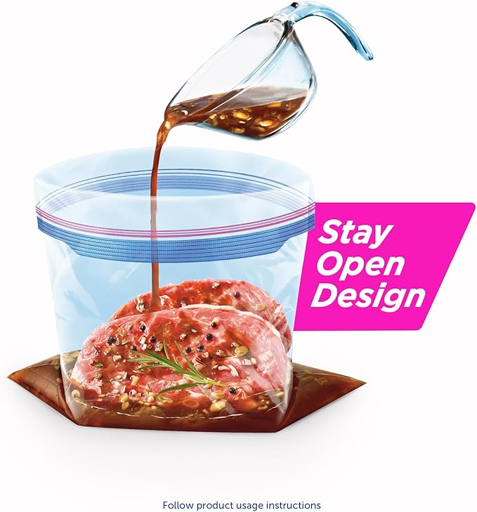 Ziploc Quart Food Storage Freezer Bags, New Stay Open Design with Stand-Up Bottom, Easy to Fill, 75 Count