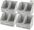 Closet Organizers And Storage - EXTRA LOAD & HEIGHT FOR DEEP Trapezoid Storage Bin W/ Handles & Adjustable Dividers, Collapsible Storage Bins For Clothes Storage & Shelf Organizer (4pcs, L, LightGray)