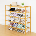Smiry Long Bamboo Shoe Rack, 5 Tier Free Standing Wooden Shoe Organizer, Stackable Wood Shoe Storage Shelf for Closet, Entryway, 12 Vertical Slats, 2+2+1 Stack Standard Legs, 33.7"x11"x32.5", Natural