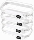 YQBRAO 4-Pack Clear Hard Shell Zipper Case, 1.2mm Ultra-Thick Diaper Bag Organizer Pouches, Rigid Self-Standing Travel Makeup Bags with YKK Zippers, TSA Approved, White