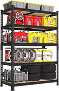 PrimeZone 35.5" x 12" x 72" Heavy Duty Storage Shelves - 5 Tier Adjustable Garage Storage Shelving, Metal Storage Utility Rack Shelf Unit for Warehouse Pantry Closet Kitchen, Black