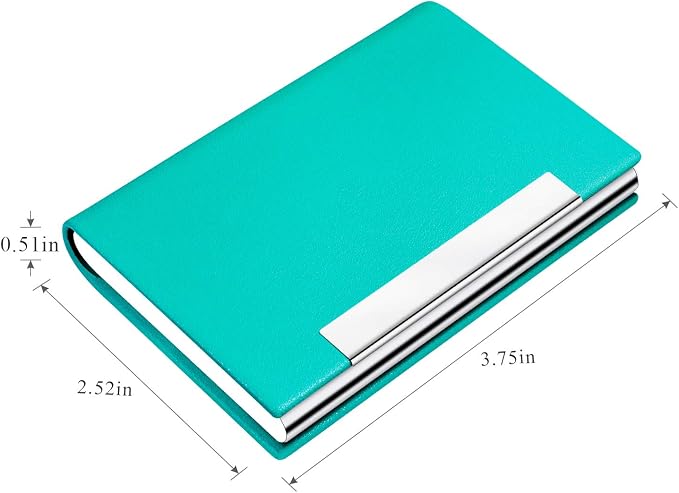 Padike Business Card Holder, Business Card Case Professional PU Leather & Stainless Steel Multi Card Case,Business Card Holder Wallet Credit card ID Case/Holder For Men & Women. (U-Light green)