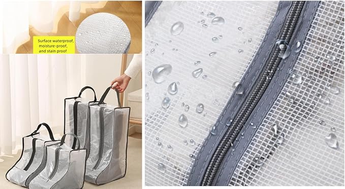 2 Set Black Edge Shoe Storage,Portable Short Boots Storage&Protector Bag | Protector Bag, Shoe Dust Bags & Sleeves for Travel,Clear Boots Cover, Shoes Packing Organizers for Adult Sneakers