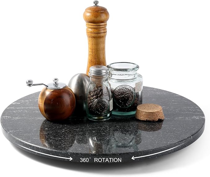 Marble Lazy Susan, 16” Lazy Susan for Table Top Detachable Turntable Organizer for Cabinet Pantry Kitchen Countertop Fridge Bathroom Makeup Vanity Countertop, Via Lactea