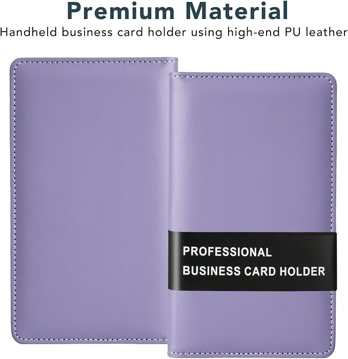 Leather Professional Business Card Holder Organizer Book - 300 Card Capacity Premium PU Folder with Soft Cover, Name Card Credit Cards Binder for Men/Women, Charm Purple