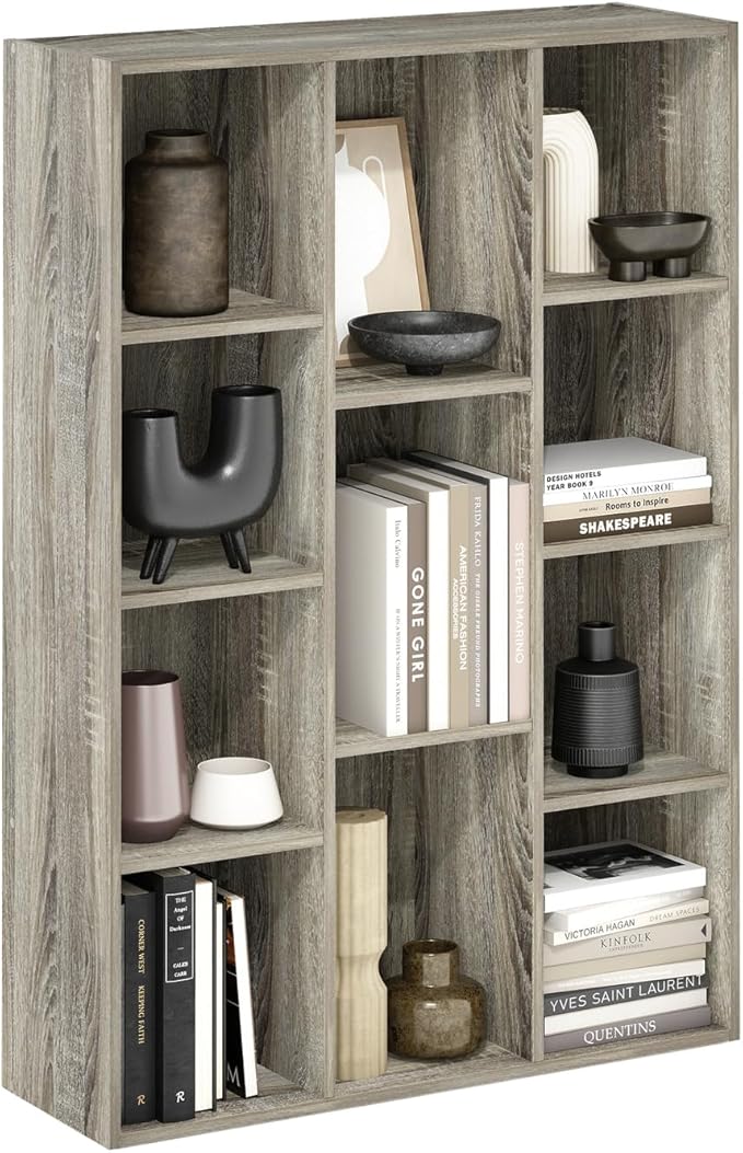 HomeStock Modern Minimalism Cubic Storage Cabinet, Bookcase, Bookshelf French Oak/11 Cube