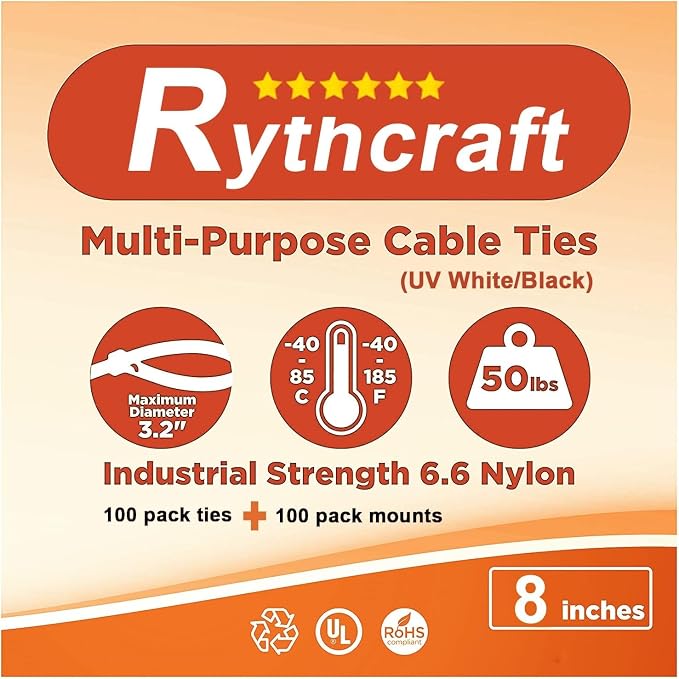 100 Pack 1.1 inch Zip Tie Adhesive Mounts Self Adhesive Cable Tie Base Holders with Multi-Purpose Tie wire clips with screw hole,Anchor stick on wire holder with 8 inch zip ties（Black）