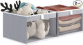 Linen Closet Organizers and Storage, Closet Storage Bins Basket Organizer, Foldable Organization Baskets with Mesh Window for Clothes Towels and Toys, 10.75" x 10.75" x 7.5", Gray, 2 pack