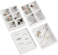 Frebeauty Small Jewelry Organizer for Drawer,Set of 4 Velvet Jewelry Trays | Jewelry Box Inserts,Drawer Inserts,Vanity Drawer Organizer,Mini Size,Stackable Earring Organizer,Adjustable Dividers