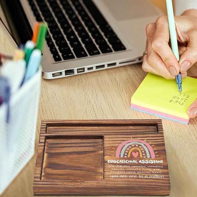 Educational Assistant Sticky Note Holder, Educational Aide Appreciation Gifts, Teacher's Day Thank You Gifts for Assistant Teacher Back to School Desk Self-Stick Note Pad Holders TZP59