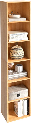 Wooden 6 Cube Storage Organizer, 6 Tier Storage Cubes Unit Display Cubby, Versatile Cubes Shelf and Cubby Organizer for Any Space (Oak, 6 Cube-W(11.8inch)