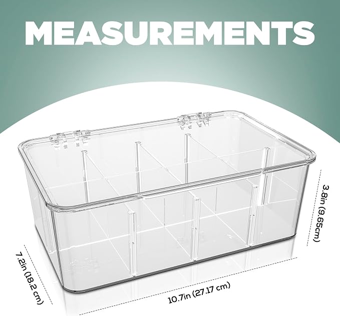 Utopia Home - Tea Bag Organizer With Lids, Clear Pantry Storage Box - (3 Pack) Stackable Partition Organizers or Holder With Lids For Drawers, Countertops, Fridge, Kitchen, Snack & Spice Organization