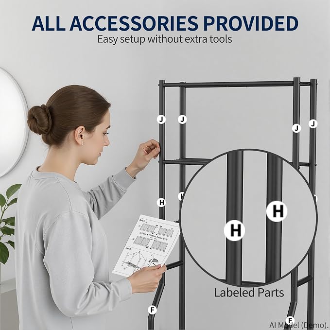 GloTika 3-Tier Over Toilet Storage Rack, Metal Over Toilet Bathroom Organizer Shelf, Freestanding Space Saver Storage Shelves for Bathroom/Laundry/Living Room (Black)
