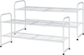 2 Pack 2-Tier Shoe Rack, 33" Wide Shoe Shelf Storage Organizer for Entryway, Closet, Large Capacity, Metal Wire Grid, White