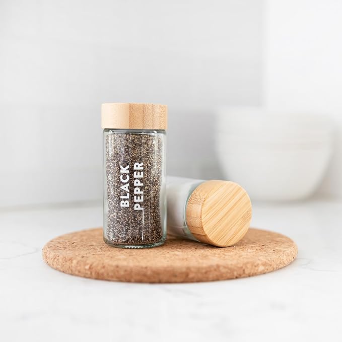 Clear Spice Labels for Glass Jars, 168 Preprinted Spice Jar Labels, Waterpoof Seasoning Herb Stickers Only, Kitchen Container Pantry Organization