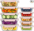 Dealusy 10 Sets (20-Piece) 36 oz & 12 oz Glass Food Storage Containers with lids, Airtight Leak-proof Glass Meal Prep Containers with Lids, Microwave Oven Freezer Dishwasher Safe, Pink