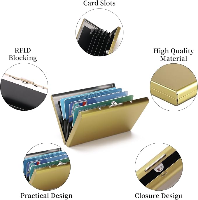 Stainless Steel Credit Card Wallet RFID Blocking Metal Case Pocket Business Card Holder for Women and Men
