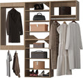 Modular Closet System, 60" Wide Closet Organizer System with Towers and Hanging, Wood Closet Tower Storage for Walk In Closets, Wall Mounted Wardrobe Organizer Kit System, Bedroom, Wood