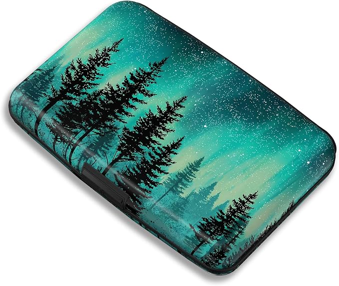Maicican RFID Blocking Aluminum Credit Card Holder | Slim Metal Wallet for Women & Men, Business Card Case for Travel, Fits Front Pocket, Card holder wallet - Green Forest