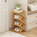 4 Tier Foldable Shoe Rack, Bamboo Vertical Shoe Organizer Tall for Multifunctional Narrow Shoe Shelf for Entryway, Closet, Corner, Bedroom, Hallway(Natural)
