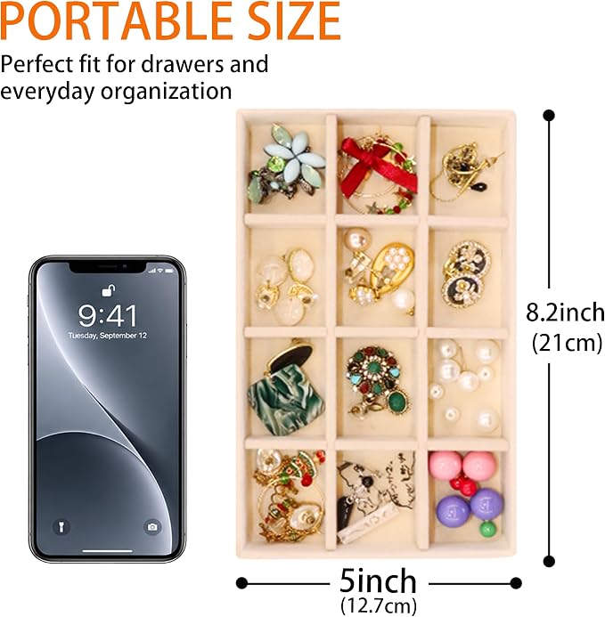 Jewelry Organizer Drawer 8 Set Jewelry Boxes Velvet Jewelry Drawer Organizer Stackable Jewelry Tray for Earring Necklace Display