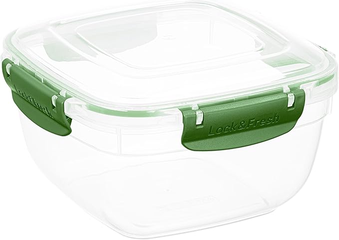Superio Plastic Food Storage Container with Airtight Lid- 48 Oz, BPA Free, Leakproof, Stackable, Microwave, Dishwasher and Freezer Safe, Green