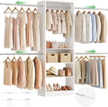 12FT Large Open Closet System, 138'' Wall-Mounted Closet Shelving with 5 Hanging Rods and 6 Shelves, Customizable Wardrobe for Walk-In Closets, Fits 5–12FT Spaces, White