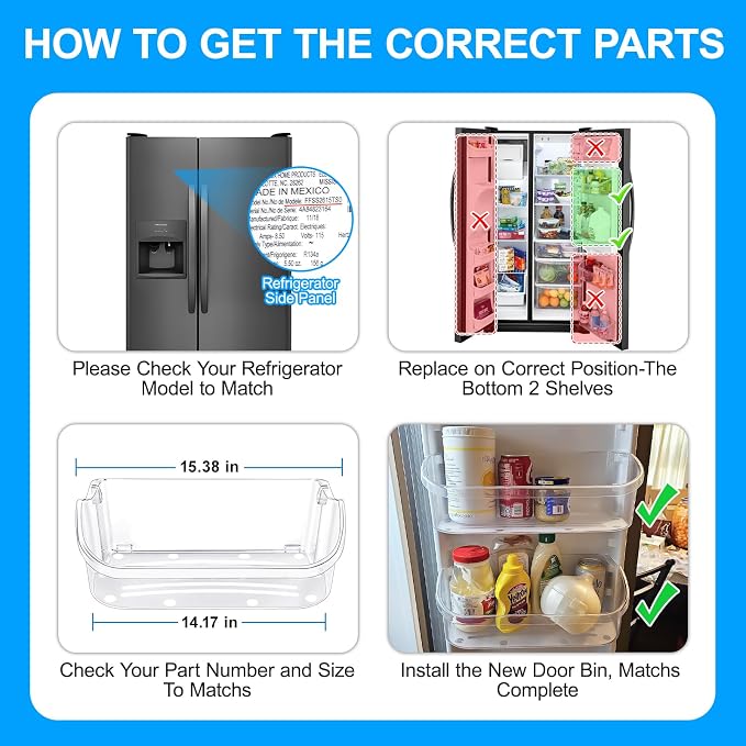 [2 PACK] UPGRADED 240356402 Refrigerator Door Bin Compatible with Frigidaire Door Shelf Replacement Refrigerator Door Shelves FFSS2615TS0 LFSS2612TF0 FGHS2631PF4A LFSS2612TE0 FFSS2615TS5 Door Bin
