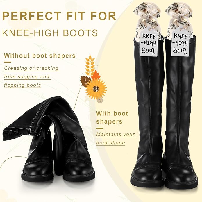 Maiteenly 2 Pairs Boot Shaper Stands with 8 Labels Cotton Tall Boot Inserts for Closet Organization