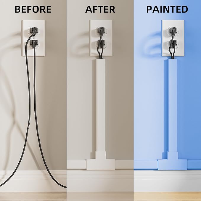 Delamu Large 236in Cord Hider for 3-4 Cords, Cord Covers for Wires on Wall, Easier Install Wire Covers for Cords on Wall, Cable Wire Hider, Cable Cover Management Raceway, W1.18 H0.63in, White